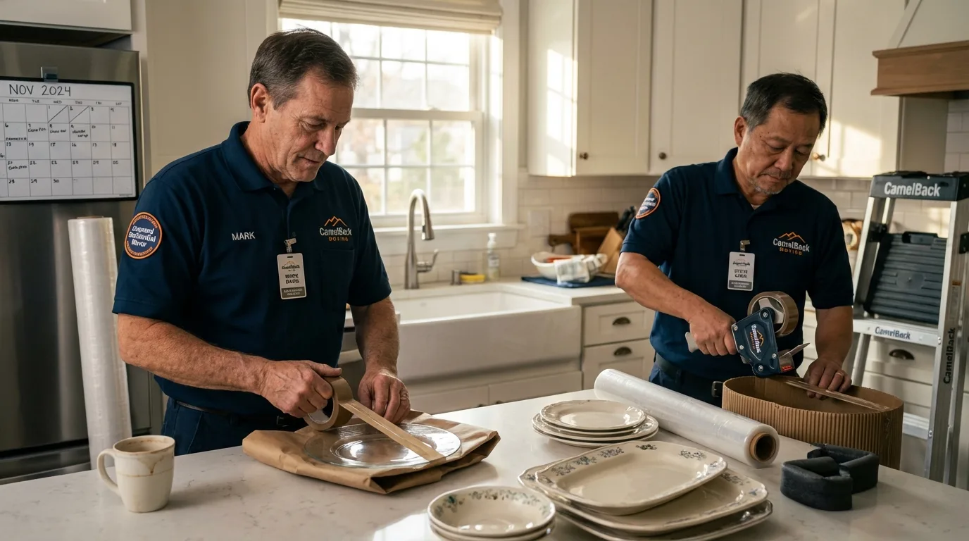 Professional crew packing kitchen dishware in Youngstown, FL